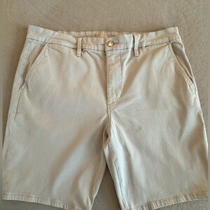 Men’s 9” inseam brushed cotton stretch “Kinetic” shorts - Size 34 / Color: stone